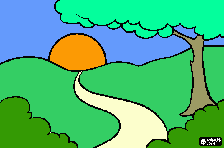 paisagem dia para colorir e imprimir