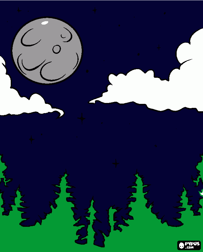 paisagem noturna para colorir e imprimir