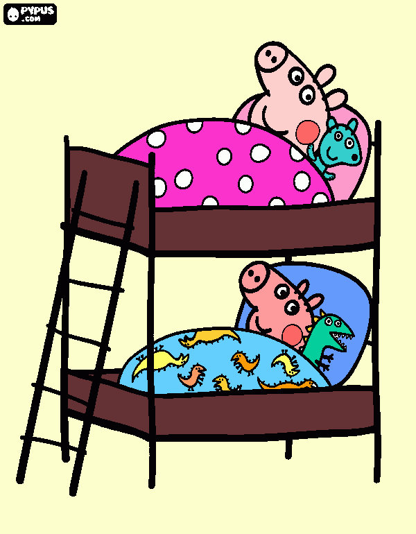 peppa e o gorge dormindo para colorir e imprimir