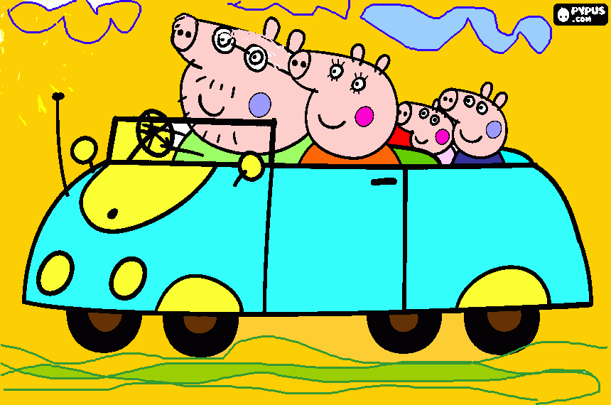 peppa no carro para colorir e imprimir