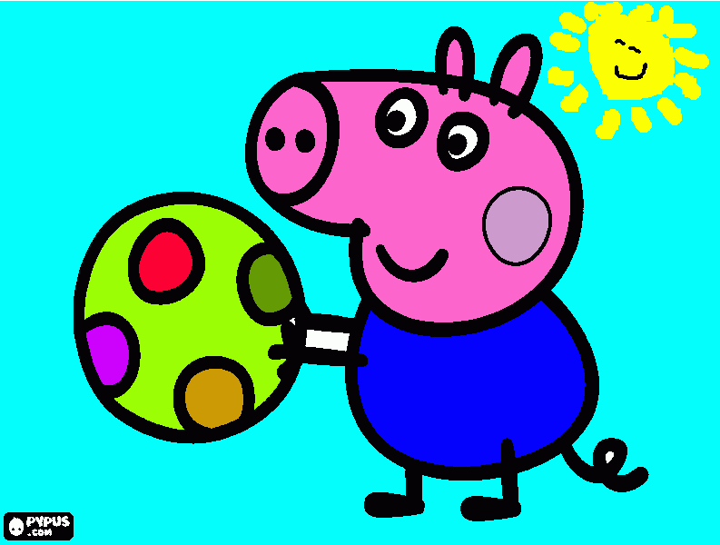 Peppa Pig Criyng George Pig Brincando Com Bola para colorir e imprimir