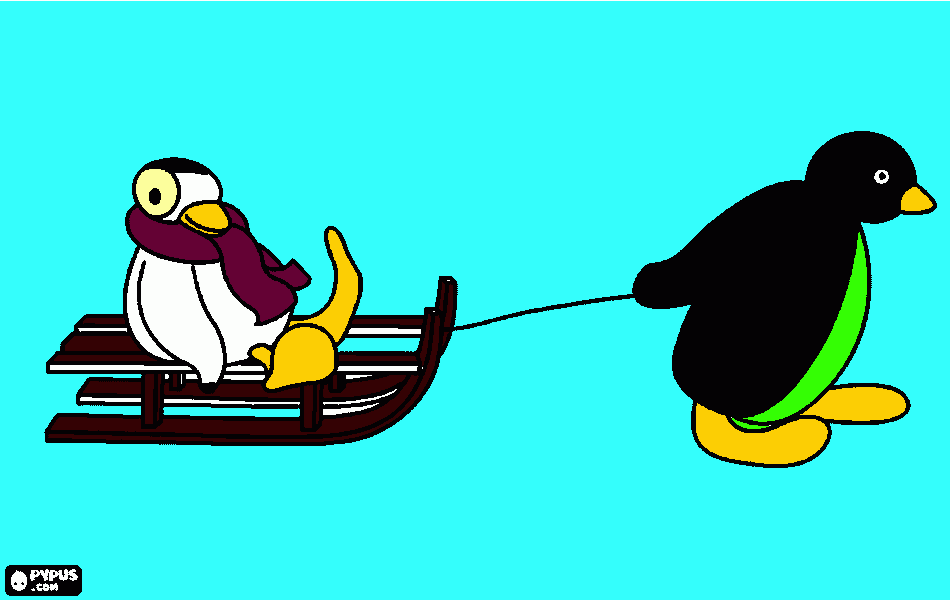 Pingu e Pinga Passiando? para colorir e imprimir