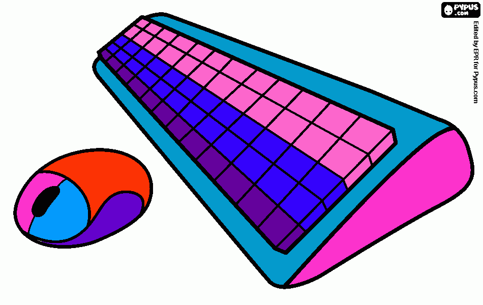 teclado e mouse para colorir e imprimir