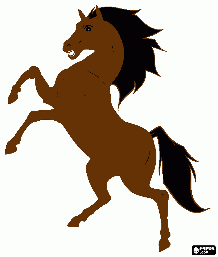 um cavalo em pe nas patas trazeiras para colorir e imprimir